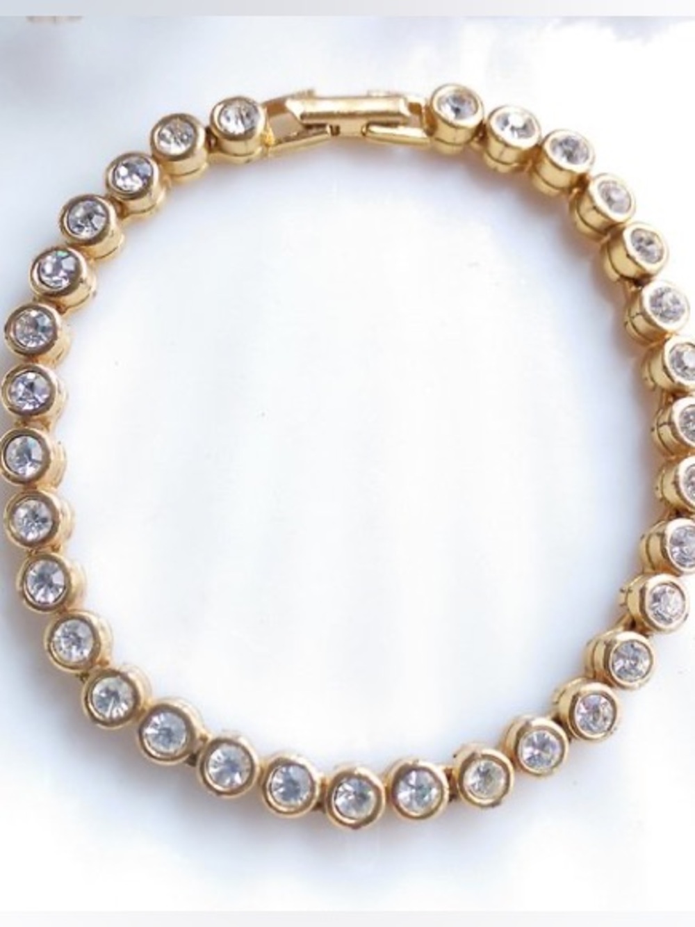 Avon Vintage Gold Crystal Tennis Bracelet - Women Jewelry